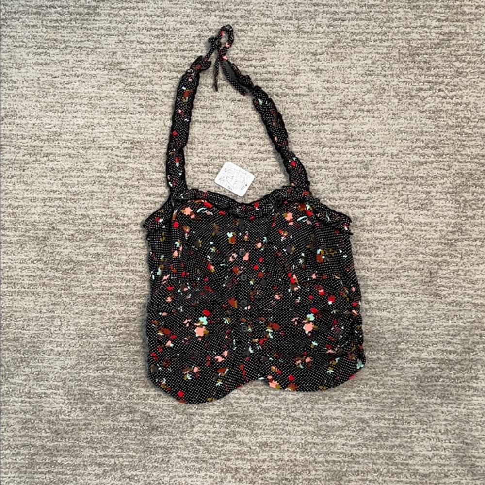 Black Floral Free People Tank Top